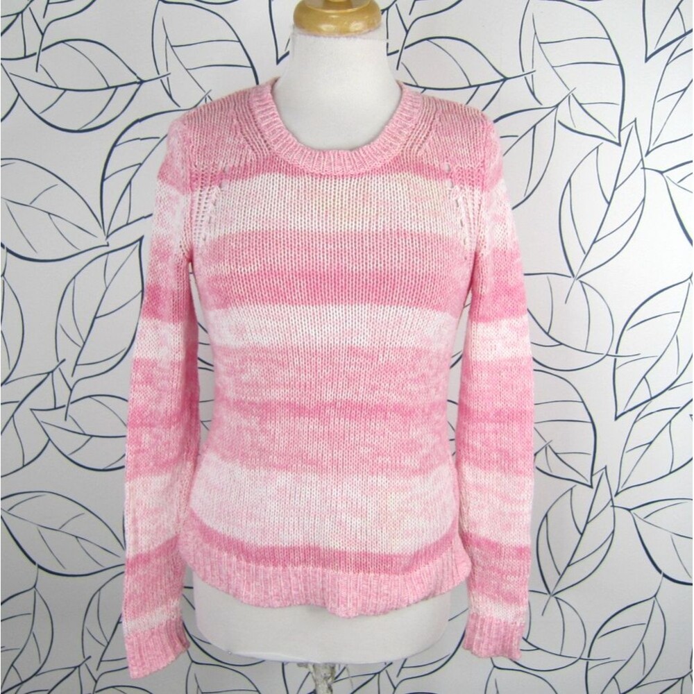 Lilly Pulitzer Women's size S Pink and White Ombre Striped Knit Crewneck Sweater